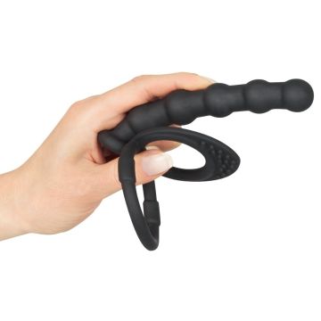 Cock en Ball Ring met Anal Beads