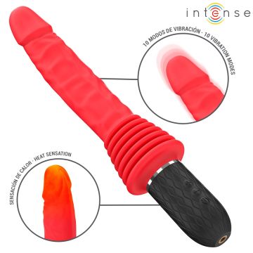 Intense Stotende en Verwarmende Vibrator met Afstandsbediening Cynthia - Rood