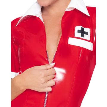 Vinyl Jurk Verpleegster - Rood