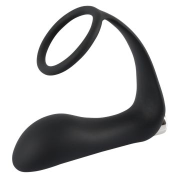 Vibrerende Ring met Plug - Zwart