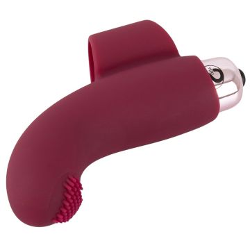 Vinger vibrator met rekbare ring - Rood
