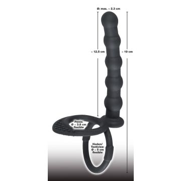 Cock en Ball Ring met Anal Beads