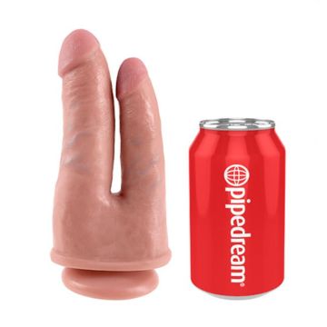 Huidkleurige dubbele dildo 22 cm 