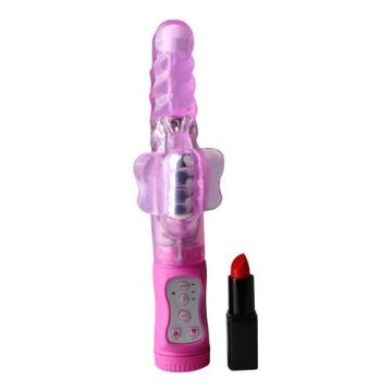Butterfly vibrator met parels in roze kleur