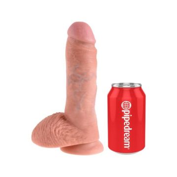 Huidkleurige realistische dildo met ballen 20 cm