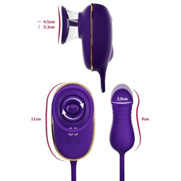 Likkende Clitoris Pomp met Anale Stimulator - Paars
