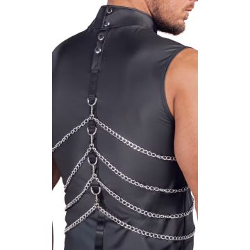 Mouwloos Shirt met Zilveren Accessoires - Zwart