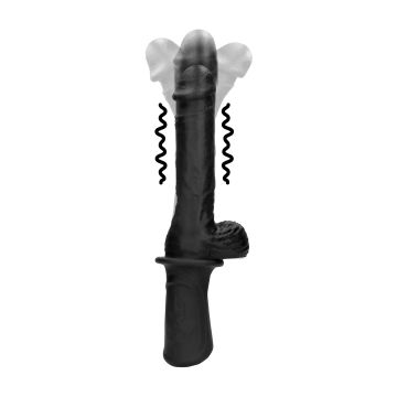 Vibrerende en Stotende Vibrator met Handvat - Zwart