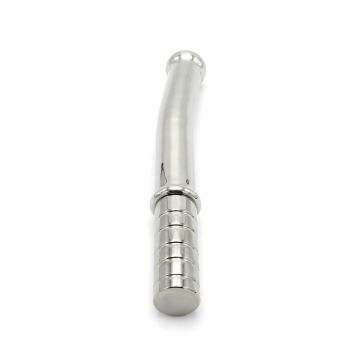 Mega Stalen Dildo Slightly Curved - Zilver