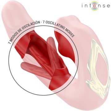 Intense Multifunctionele Dubbele Vibrator met Stimulerend Mondje Nathy - Rood