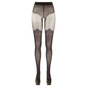 Panty Met Kousen Look - Zwart