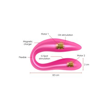 Koppelvibrator Lisboa Double Pleasure + App - Roze