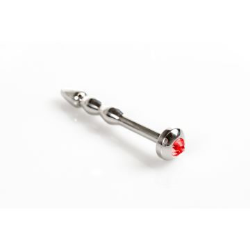 RVS Penis Plug met Juweel - Rood
