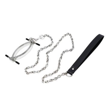 Vagina klem met Riemketting - Zilver