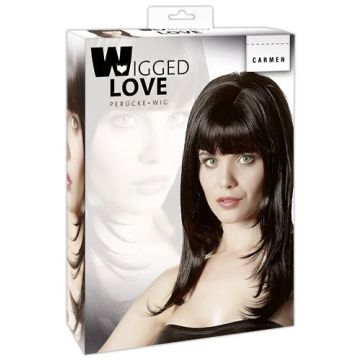 Pruik met lang zwart haar