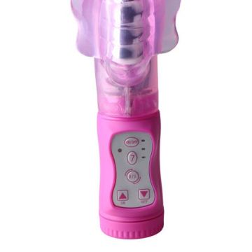 Butterfly vibrator met parels in roze kleur