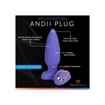 Vibrerende buttplug Andii Roller Motion - Paars