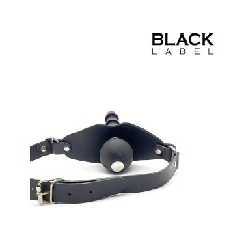 Black Label Ball Gag met Dildo Opzetstuk - Zwart
