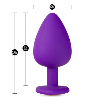 Buttplug met Hartvormige Basis en Gouden Steen - Large