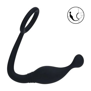 Silicone Cockring met Prostaatstimulator M - Zwart