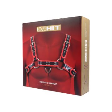 Body Harnas Man Bondage Model 1 - Zwart/Rood