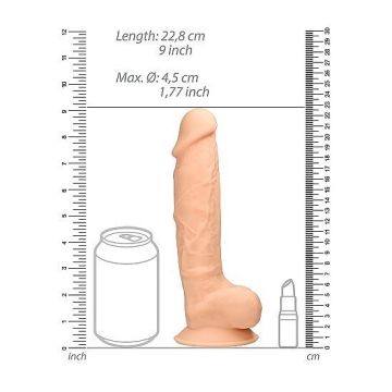 Siliconen Dildo met Balzak - Huidskleur 22.8 cm