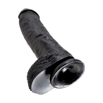 Zwarte realistische dildo met ballen 25 cm