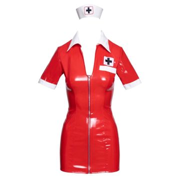 Vinyl Jurk Verpleegster - Rood