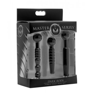 Dark Rods Siliconen 3-delige Penis Plug Set - Zwart