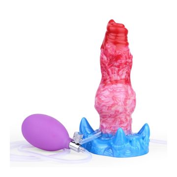 Opblaasbare en Spuitende Dildo Air Boulys - Rood/Blauw