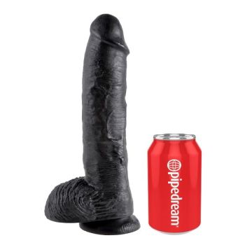 Zwarte realistische dildo met ballen 25 cm