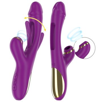 Intense Multifunctionele Rabbit Vibrator met Oscillerende Tong Ateneo - Paars