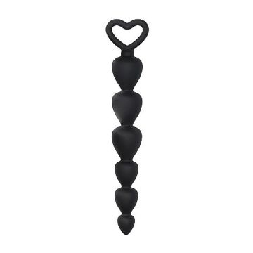 Anal Beads met Hart Vormige Lus - Zwart