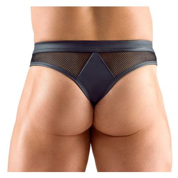 Svenjoyment Matte Wetlook & Mesh String - Zwart