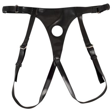 Strap-On met Uitneembare Dubbele Dildo - Zwart/Paars