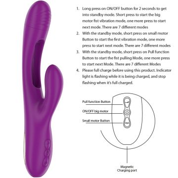 Intense Multifunctionele Rabbit Vibrator met Oscillerende Tong Apolo - Paars