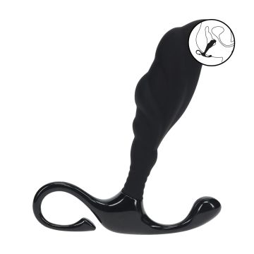 Geribbelde Silicone Prostaat Massager M - Zwart
