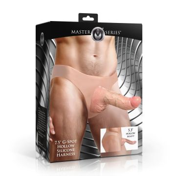 Master Series Hollow Strap-On Harnas Curved - 19 cm