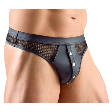 Svenjoyment Matte Wetlook & Mesh String - Zwart