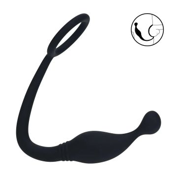 Silicone Cockring met Prostaatstimulator S - Zwart