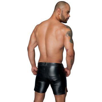 Noir Handmade Accentuerende Wetlook Short - Zwart