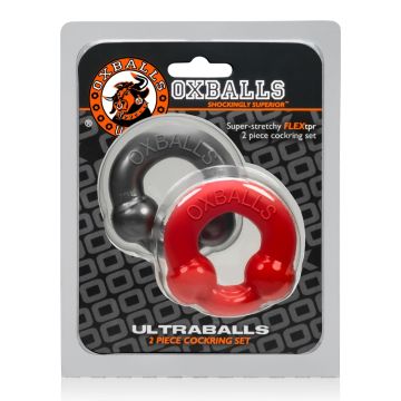2 Pack Cockringen van Oxballs in Zilver en Rood