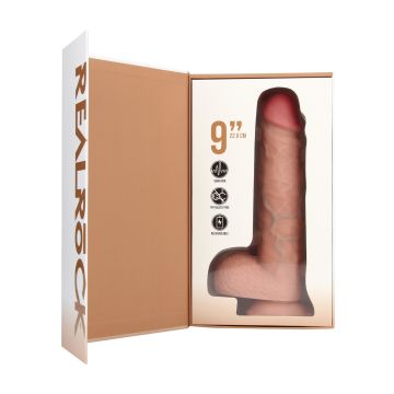 Realistische Vibrator Met Ballen 23 cm - Huidskleur