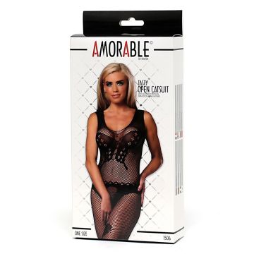 Tasty Catsuit met Open Kruis - Zwart