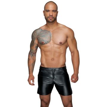Noir Handmade Accentuerende Wetlook Short - Zwart
