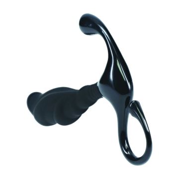 Geribbelde Silicone Prostaat Massager M - Zwart