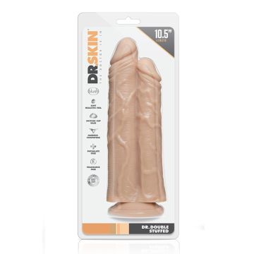Dubbele Dildo met Zuignap Double Stuffed - Huidskleur