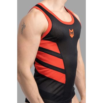 Maskulo Skulla Mesh Tanktop - Zwart/Rood