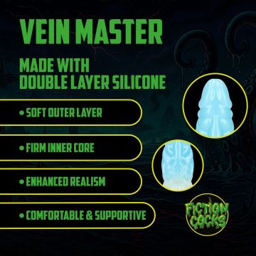 Monster Dildo Vein Master Blauw-Wit