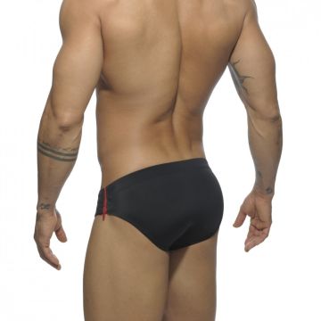 Addicted ADS120 Zipper Laterial Detail Zwemslip Zwart-Rood